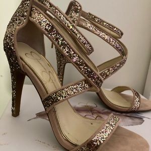 Jessica Simpson Champagne Glitter Heels